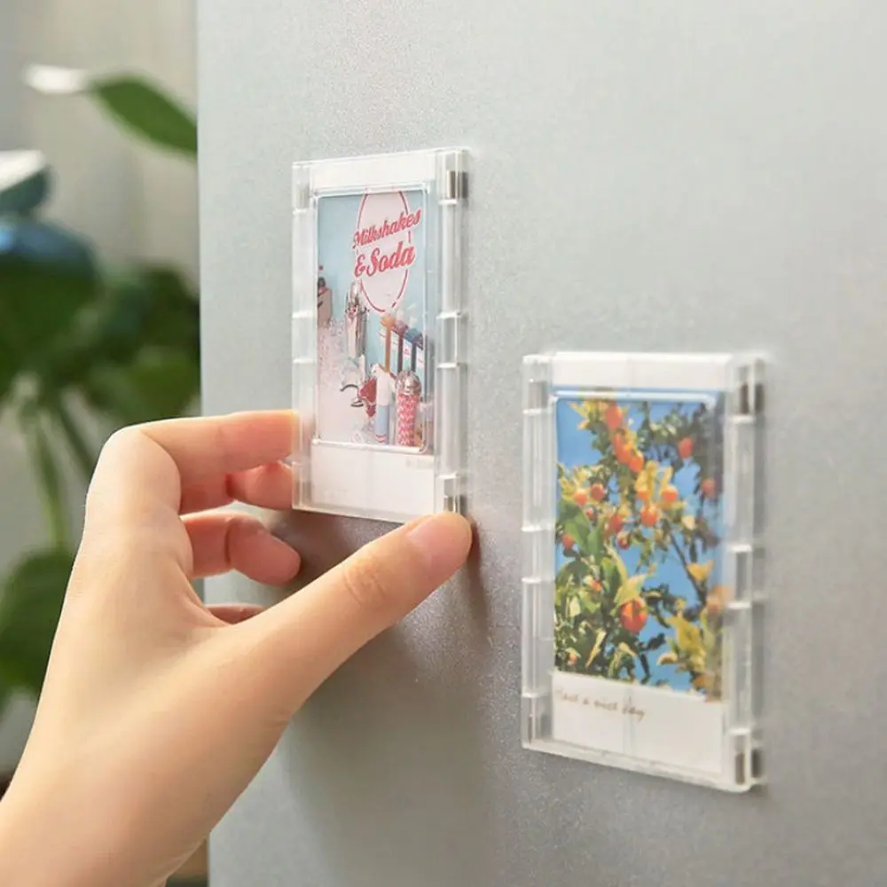 3-Inch Photo Frame Magnet Design Polaroid Photo Frame Mini Acrylic Magnetic Picture Frame Transparent Acrylic Card Display Stand