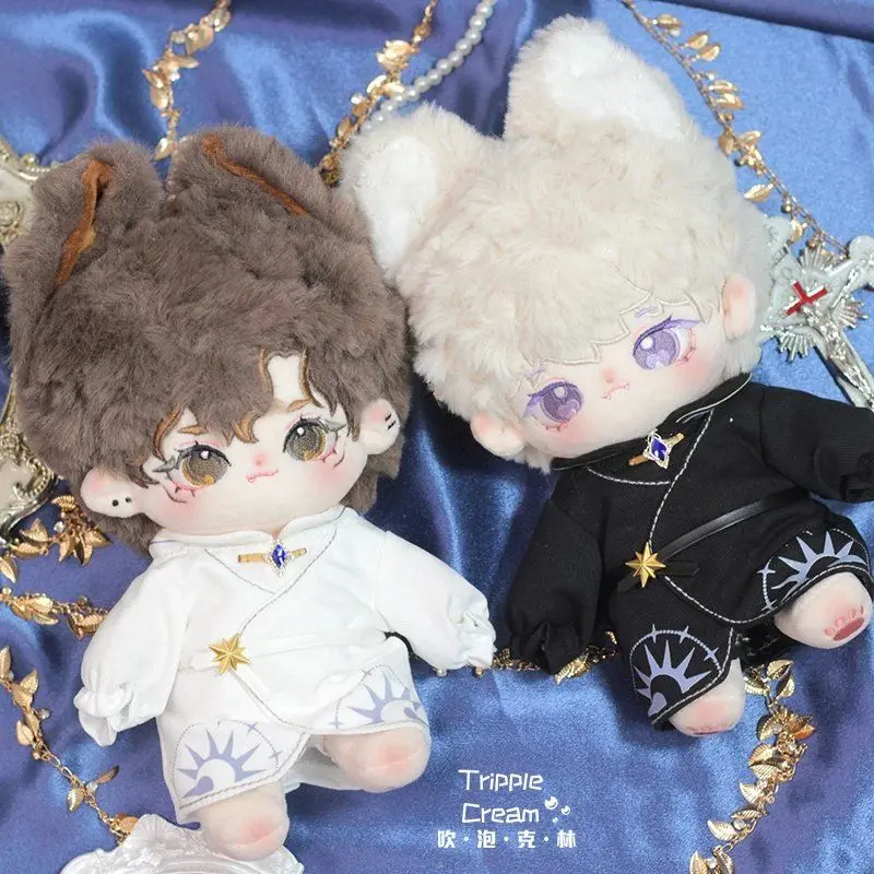 High Quality 20cm Cotton Dolls' Clothes Fallen Angel Black White Robes Priest Cloak Style Plush Puppet Cosplay Dress-up Suit Toy
