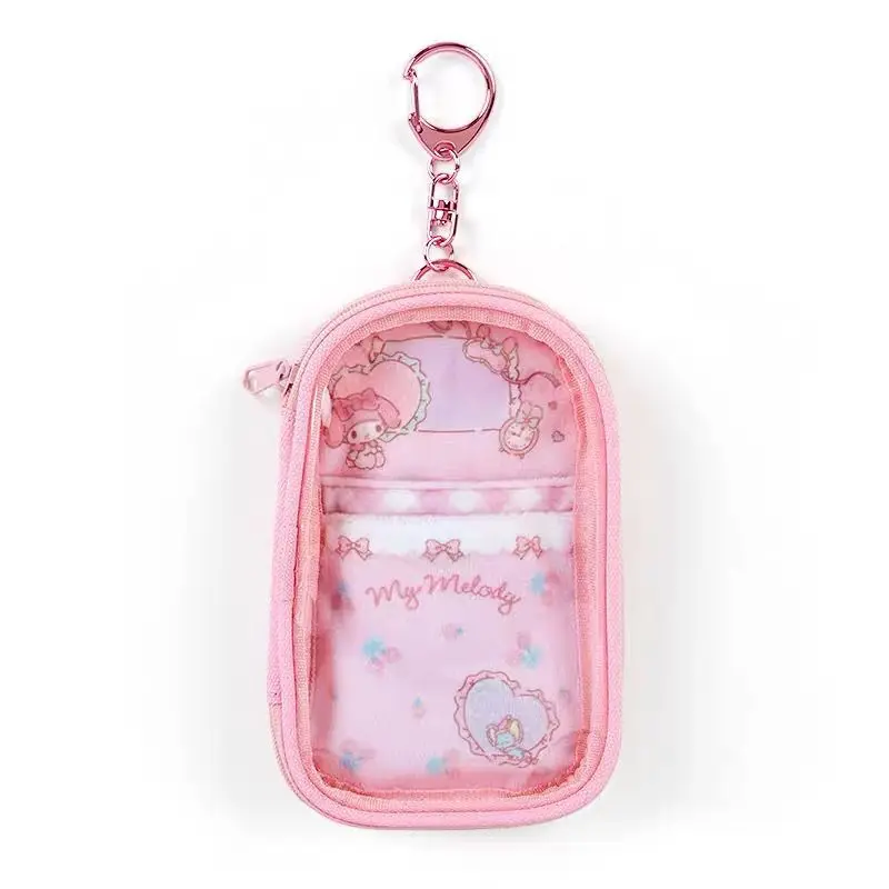 Sanrio Kuromi Melody Cartoon Storage Bag Headphone Protection Bag Portable Transparent Storage Bag With Keychain Cute Itabag Pen