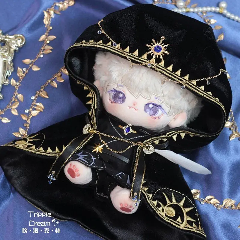 High Quality 20cm Cotton Dolls' Clothes Fallen Angel Black White Robes Priest Cloak Style Plush Puppet Cosplay Dress-up Suit Toy