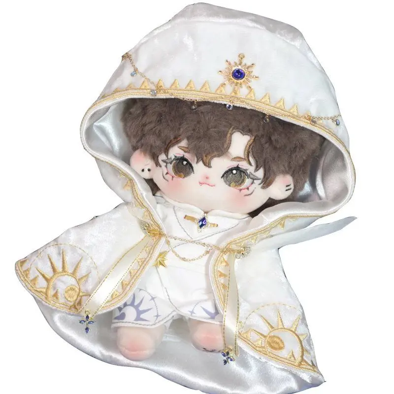 High Quality 20cm Cotton Dolls' Clothes Fallen Angel Black White Robes Priest Cloak Style Plush Puppet Cosplay Dress-up Suit Toy
