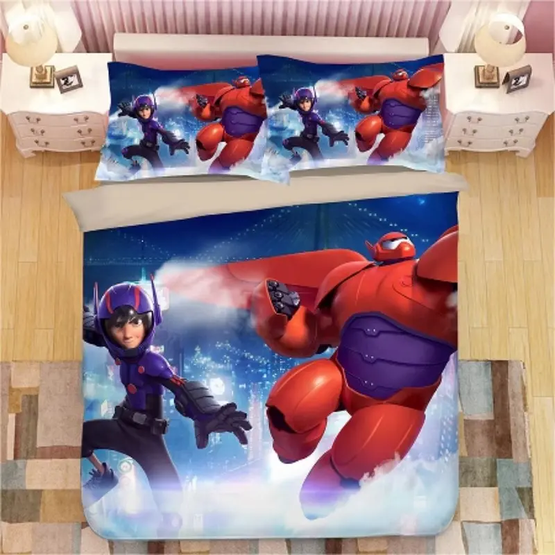 Hot Sales Disney Big Hero 6 Quilt Cover Cute Printed Child Bedroom Teenager Bedding Anime Cartoon 100% Polyester Skin Friendly