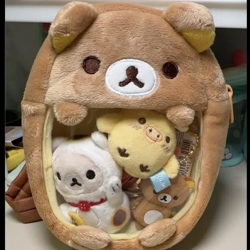 Cartoon Rilakkuma Coin Purse Pvc Transparent Itabag Keychain Anime Badge Doll Storage Display Bag Children Toys Christmas Gifts