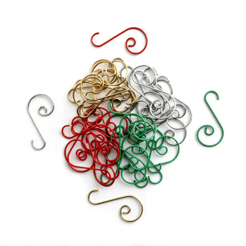 100PCS Christmas Ornament S-Shaped Metal Hook Holder Xmas Tree Balls Pendant Hanging Hooks New Year Party Decoration Supplies