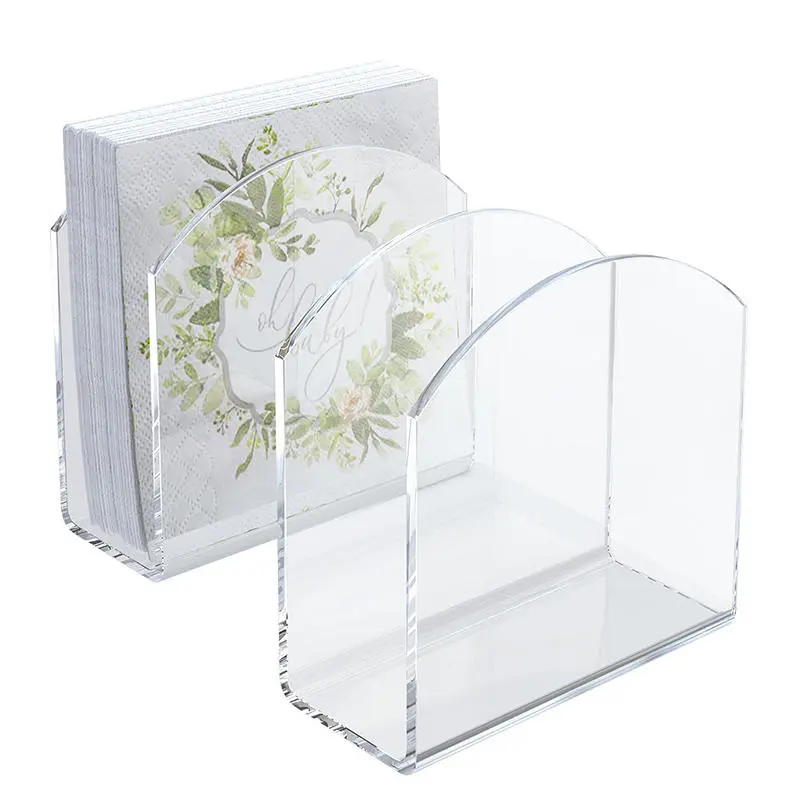 Acrylic Napkin Holder Drink Tray Napkin Dispenser U-Shaped Transparent Tissue Box Napkin Stand for Handkerchief Storage Rack