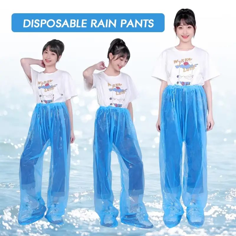 5-10Pcs Disposable Raincoat Pants Portable Splash Proof Split Raincoat Outdoor Travel Drifting Cycling Feet-wrapped Rain Pants