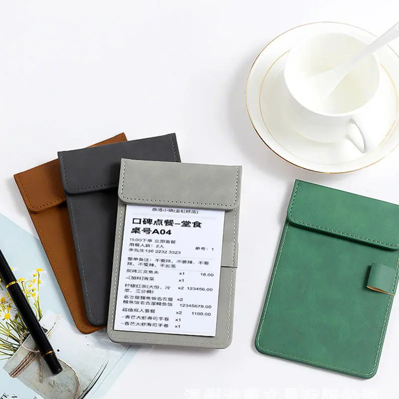 Custom Logo Restaurant Wholesale Menu Clipboard Leather Engrave Number Hotel Order Writting Pad Luxury Bar Bill Folder Clip