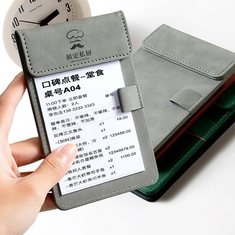 Custom Logo Restaurant Wholesale Menu Clipboard Leather Engrave Number Hotel Order Writting Pad Luxury Bar Bill Folder Clip