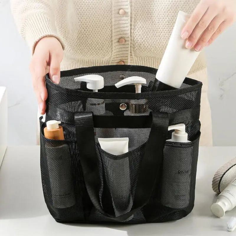 Mesh Shower Bag Hanging Toiletry Bag Portable Wash Bag Quick Dry Cosmetic Bag Shower Organizer for Bathroom Dorms Beach Camping