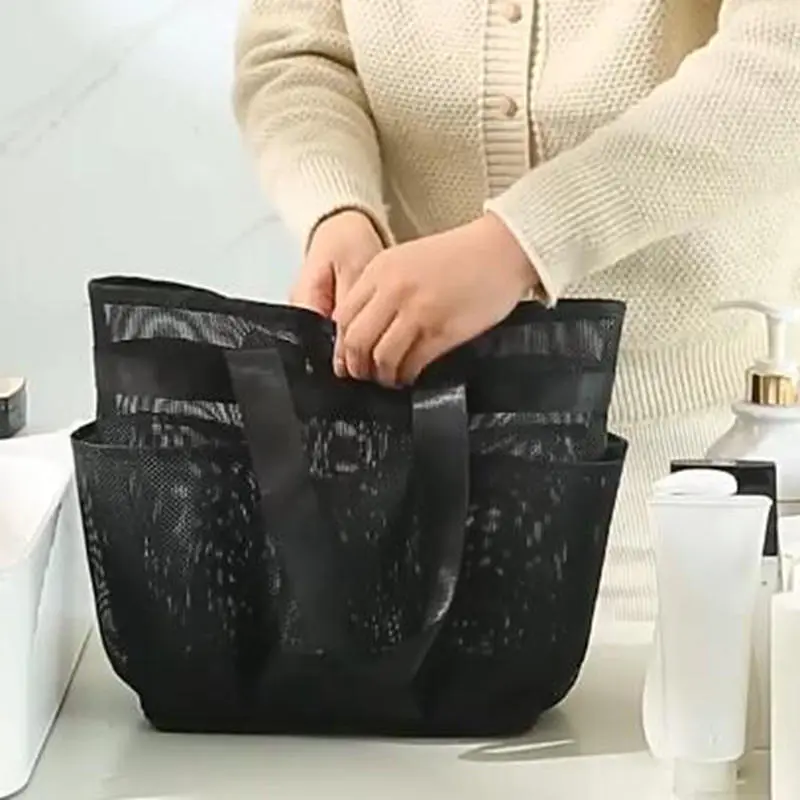 Mesh Shower Bag Hanging Toiletry Bag Portable Wash Bag Quick Dry Cosmetic Bag Shower Organizer for Bathroom Dorms Beach Camping