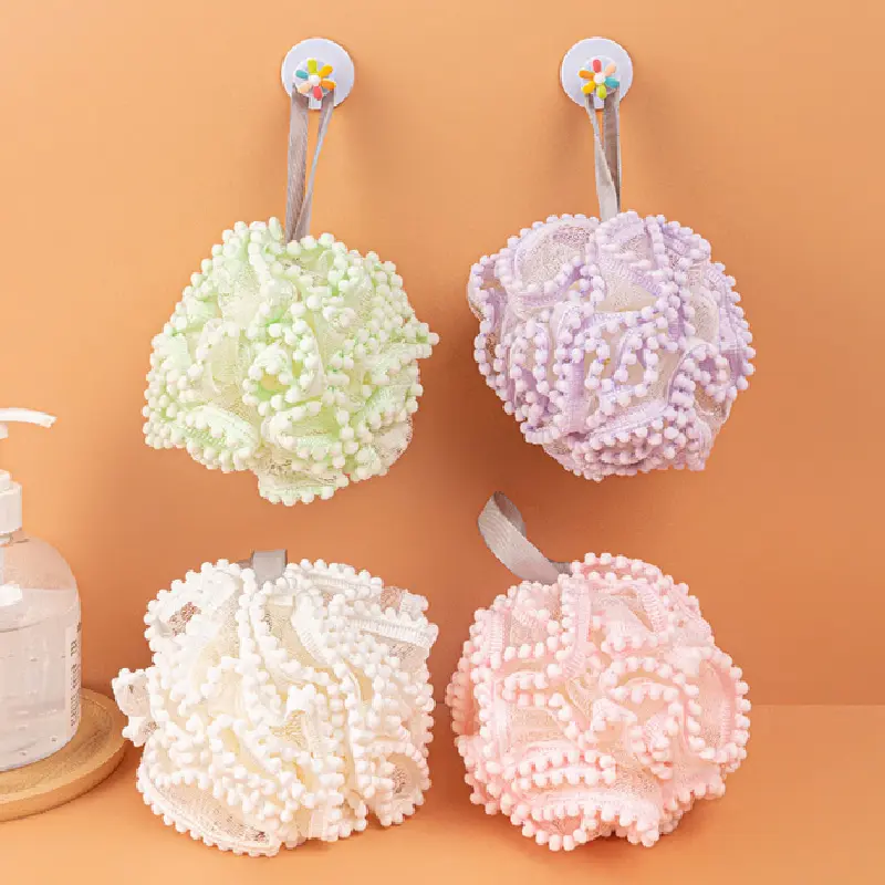 Soft Mesh Bath Sponge Balls Skin Cleaning Brush Shower Puff Body Cleaner Exfoliating Scrubbers Bath Flower Bathing Accessories