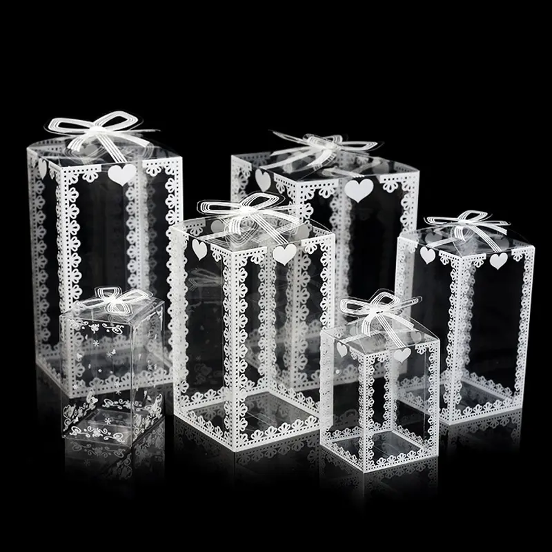 20pcs Transparent Gift Box PVC Plastic Clear Packaging Box for Wedding Baby Shower Party Favor Present Chocolate Candy Cake Box