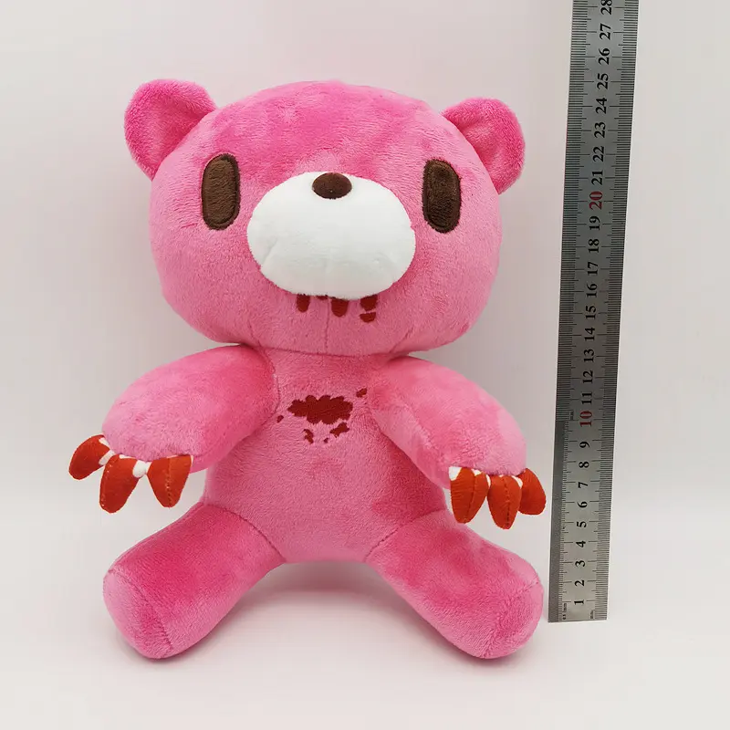 25cm Gloomy Bear Plush Toy Bloodthirsty Pink Bear Soft Toy Cute Teddy Toy Stuffed Animal Pillow for Kids Birthday Christmas Gift