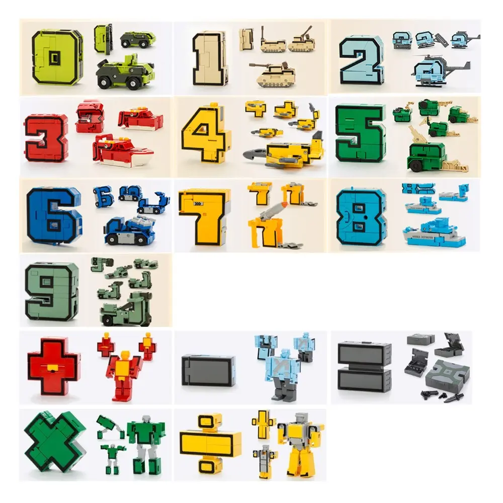 GUDI Assemble Robots Transformation Action Figure Car Model Deformation Number Letters Alphabet Math Educational Children Toys