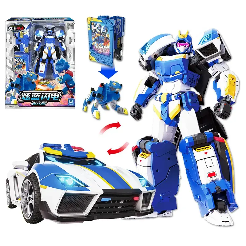 New Metal Cardbot Transforming Car to Robot Action Figures BLUE COP S with Card Transformation Robot Model Toys for Child Gift