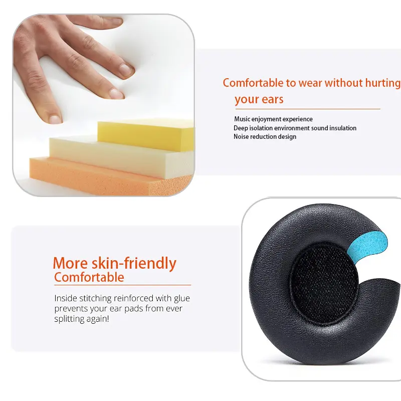 KUTOU Earpads For Beats Solo 2 Solo2 Ear Cushion Solo 3 Solo3 Headphones Ear Pads Ear Cups Replacement Parts Headset Foam Pad