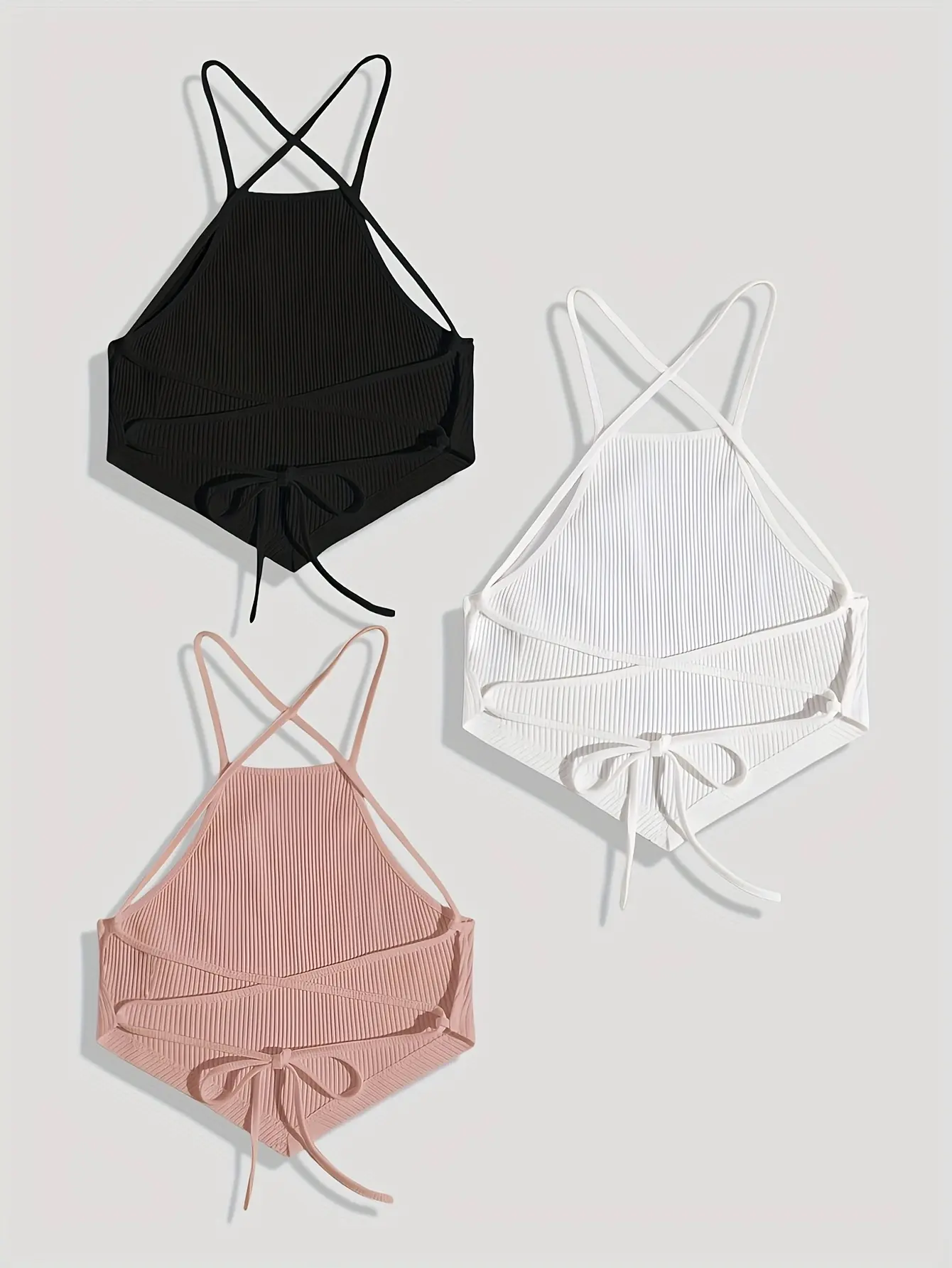 Elegant Cotton Knit Slingback Top with Crisscross Back Tie - Chic, Comfy t& Season Versatile