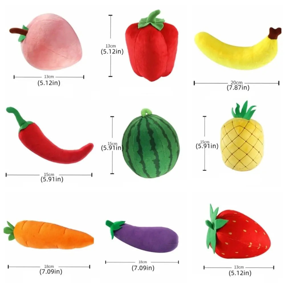 Garlic Strawberry Fruits Plush Toy Broccoli Watermelon Educational Stuffed Vegetables Pumpkin Carrot Soft Plushie