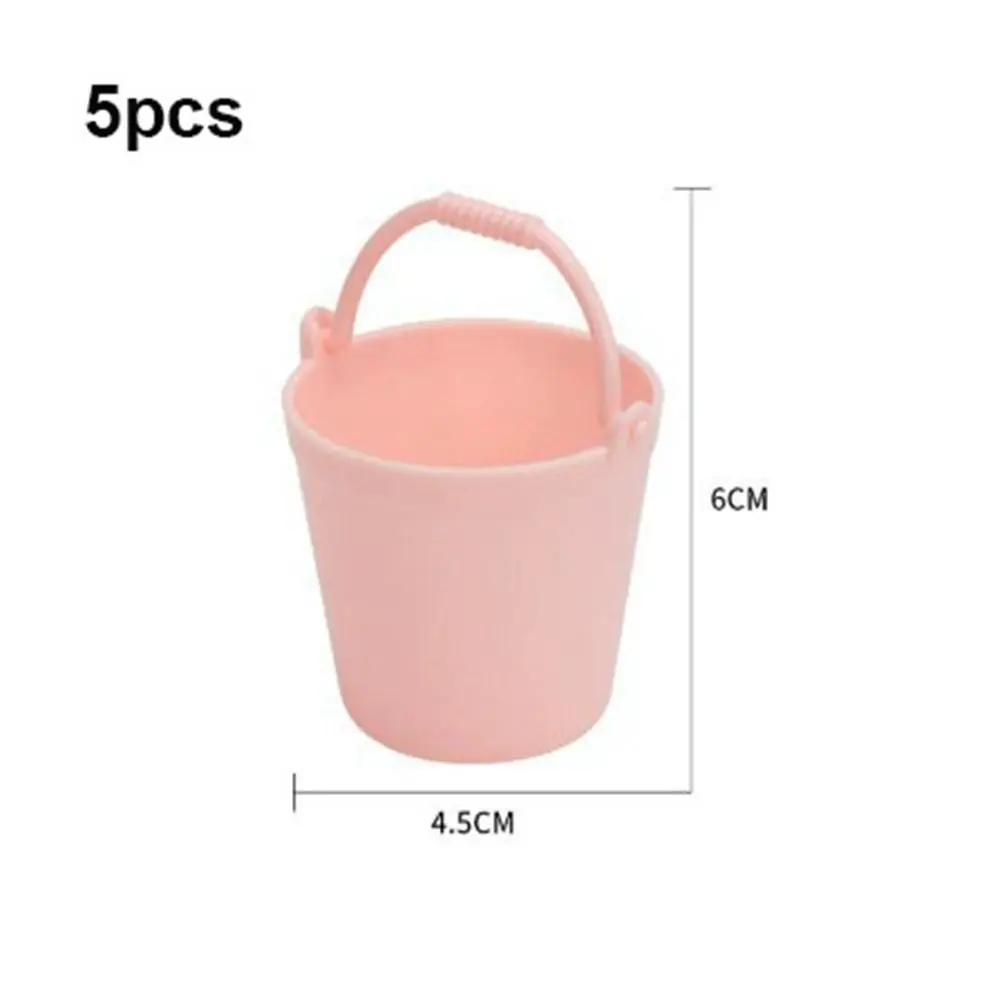 5pcs High Quality Plastic Doll Miniature Bucket Model Mini 6 Colors Children Beach Small Bucket 4.7*6cm Kitchen Play House Toys