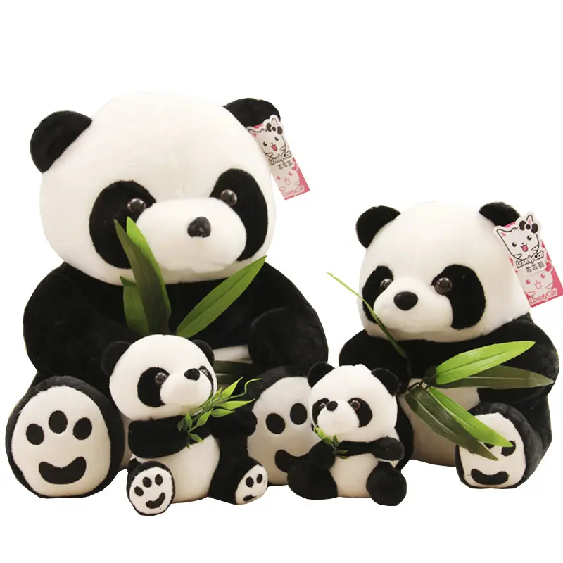 40pcs Wholesale Small Panda Doll Cuddle Bamboo With Sleep Cuddle Bear Plush Toy Animal Simulation Hanging Cloth Claw Crane Toys