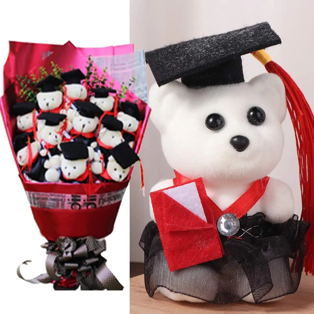 10 pcs/set Graduation Season Graduation Bear Doll Bouquet Celebrate Party Graduation Ceremony Mini Bear Flower Bouquet Foam Bear