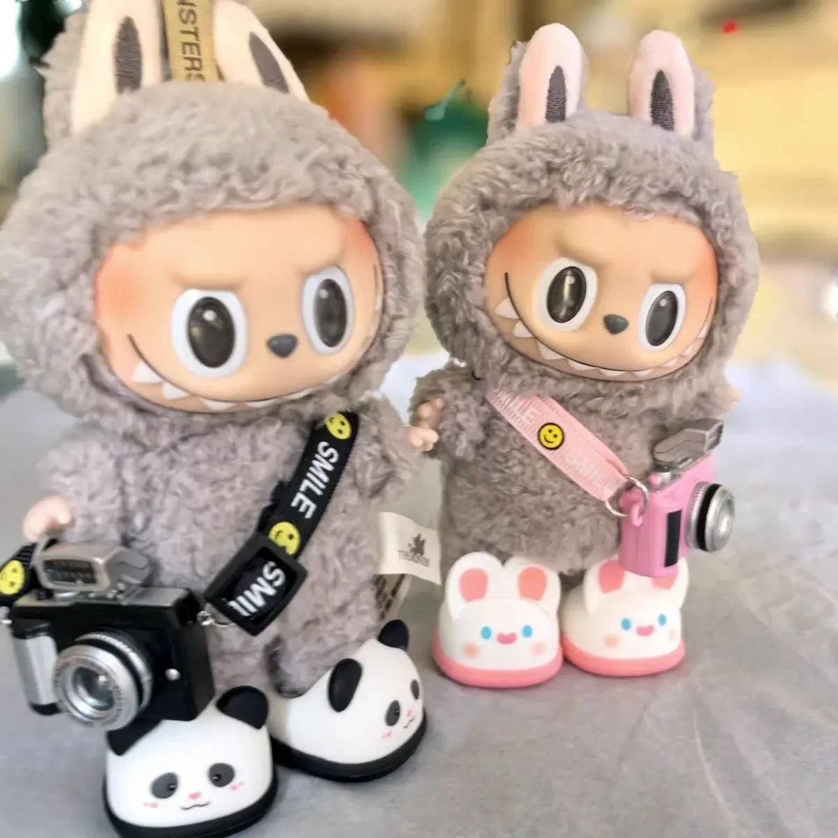 Cartoon Rubber Slippers for Mini Labubu 17cm Vinyl Dolls Macaron Style