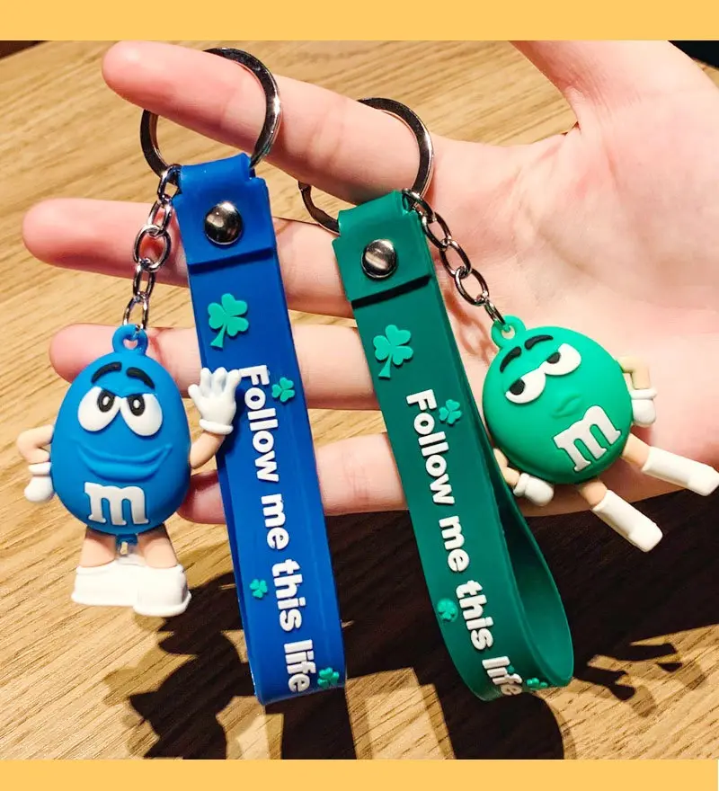 Internet celebrity popularity M bean keychain three-dimensional silicone bag pendant cartoon keychain small gift
