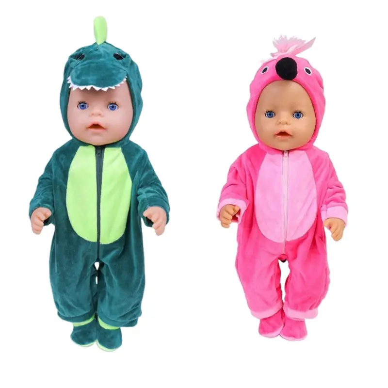 43 cm Doll Outfits for 17-18Inch Dolls Baby Born Doll Cute Jumpers Rompers Suit+Shoes Warm Clothes on A Doll Baby Christmas Gift
