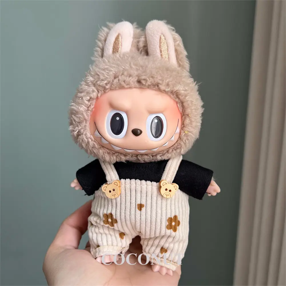 Suspenders Suit For 17cm Labubu Doll Clothes All-match Colour Outfit Doll Accessories Fashion Design Lovely Little Bear Star