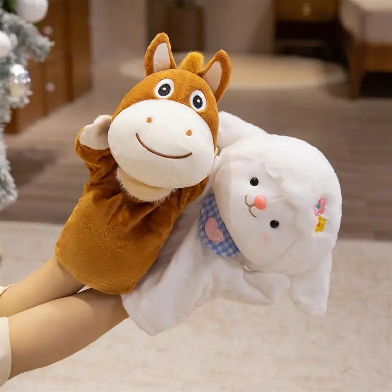 Stuffed Plush Animals Toys Hand Finger Story Puppet Kawaii Dolls Educational Toys Cat Deer Panda Shiba Inu Birthday Gift