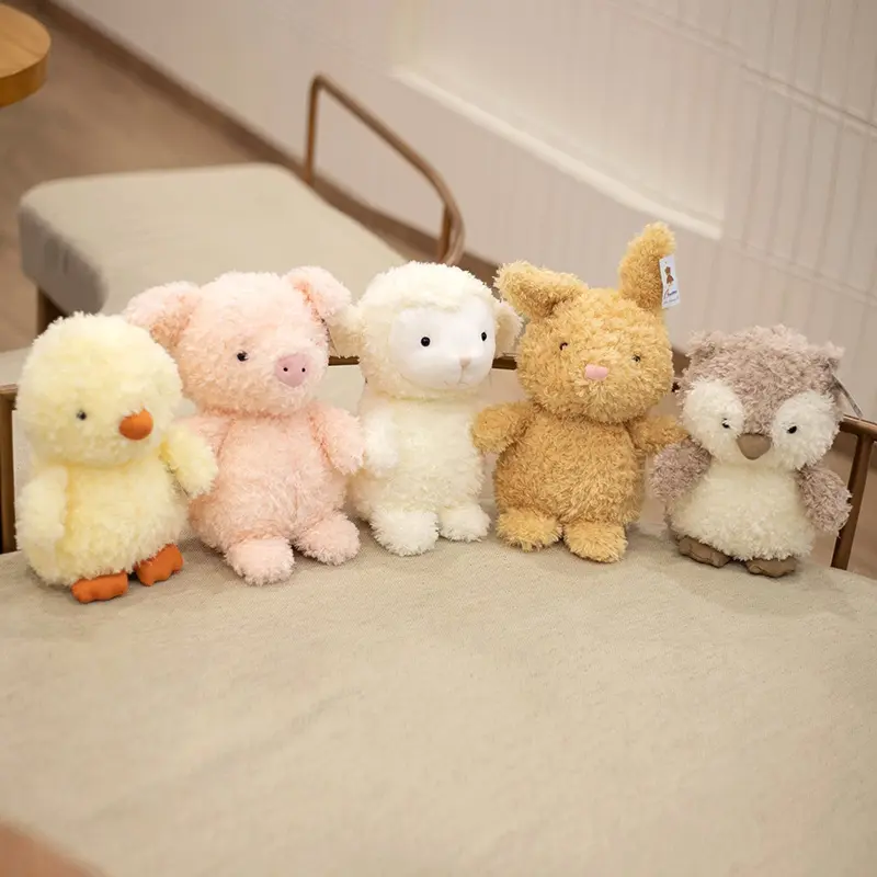 20cm Fluffy Long Plush Kawaii Chicken&Pig&Owl&Mouse Plush Toy Soft Cartoon Animals Foxes&Dog&Sheep Stuffed Doll Accompany Toys