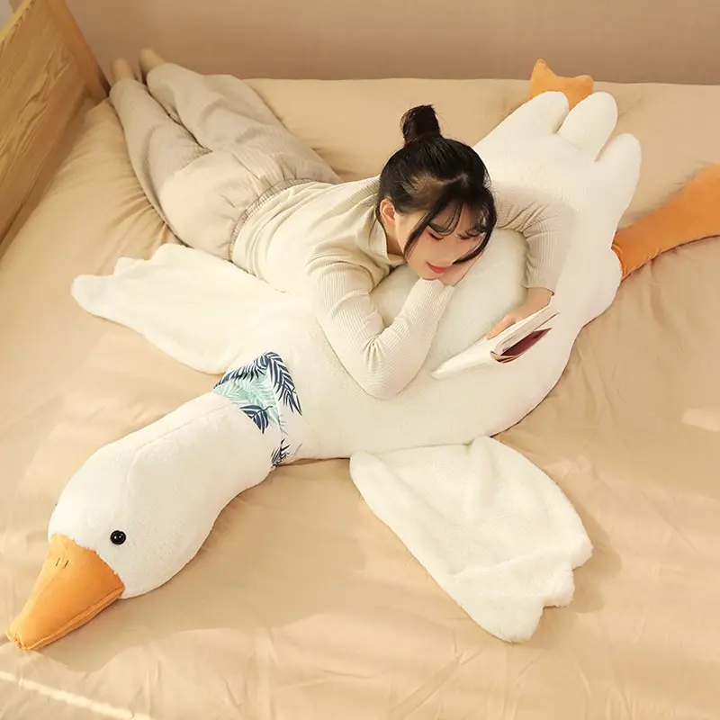 Giant 50-160cm Fluffy Blue Scarf Duck Plush Toys Sleep Pillow Cute Animal Stuffed Swan Goose Dolls Floor Mat Girls Birthday Gift