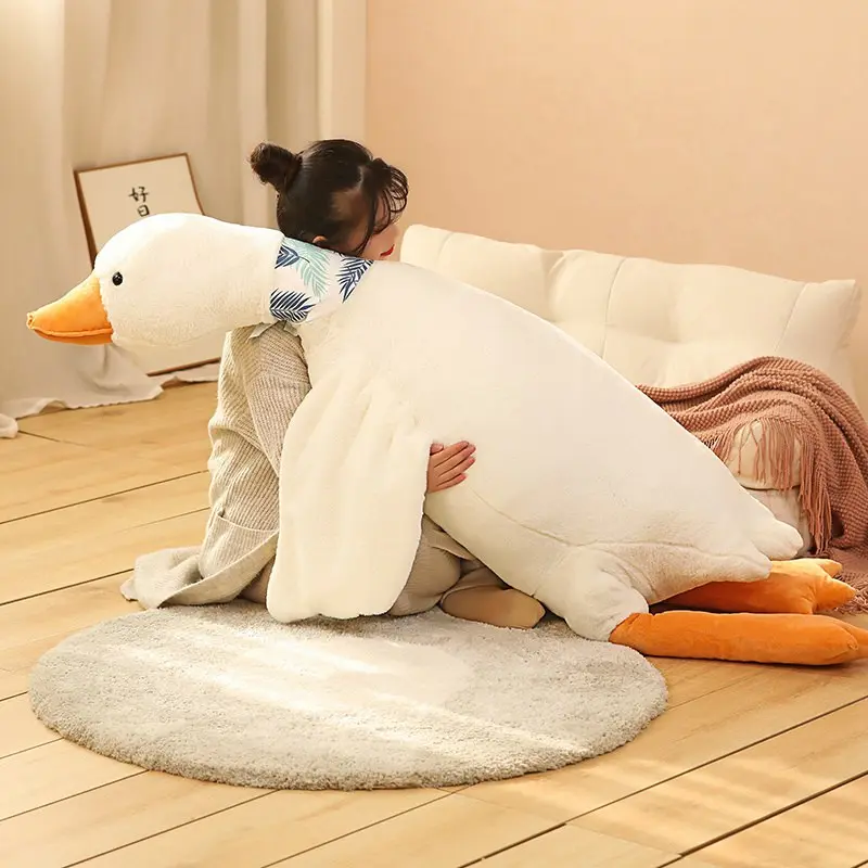 Giant 50-160cm Fluffy Blue Scarf Duck Plush Toys Sleep Pillow Cute Animal Stuffed Swan Goose Dolls Floor Mat Girls Birthday Gift