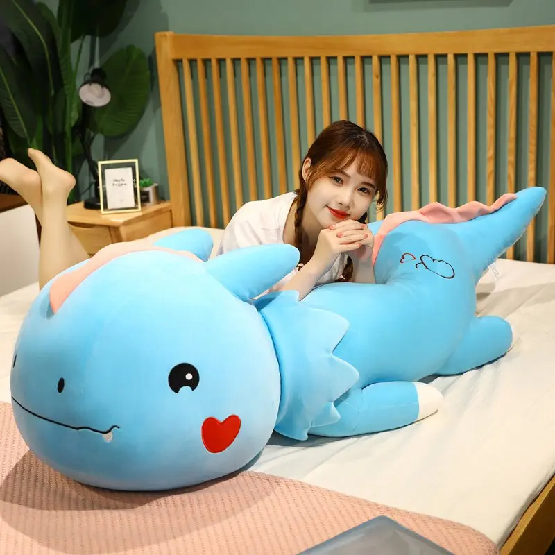 New Huggable Big Long Cute Dinosaur Plush Toy Soft Cartoon Animal Triceratops Stuffed Doll Boyfriend Pillow Girls Birthday Gift