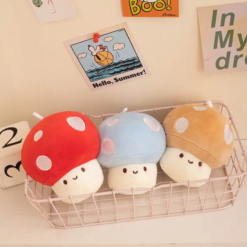 10cm Cartoon Macaron Color Mushroom Plush Toy Kawaii Plant Plush Mushroom Pendant Dolls Cute Toy for Children Girls Gifts