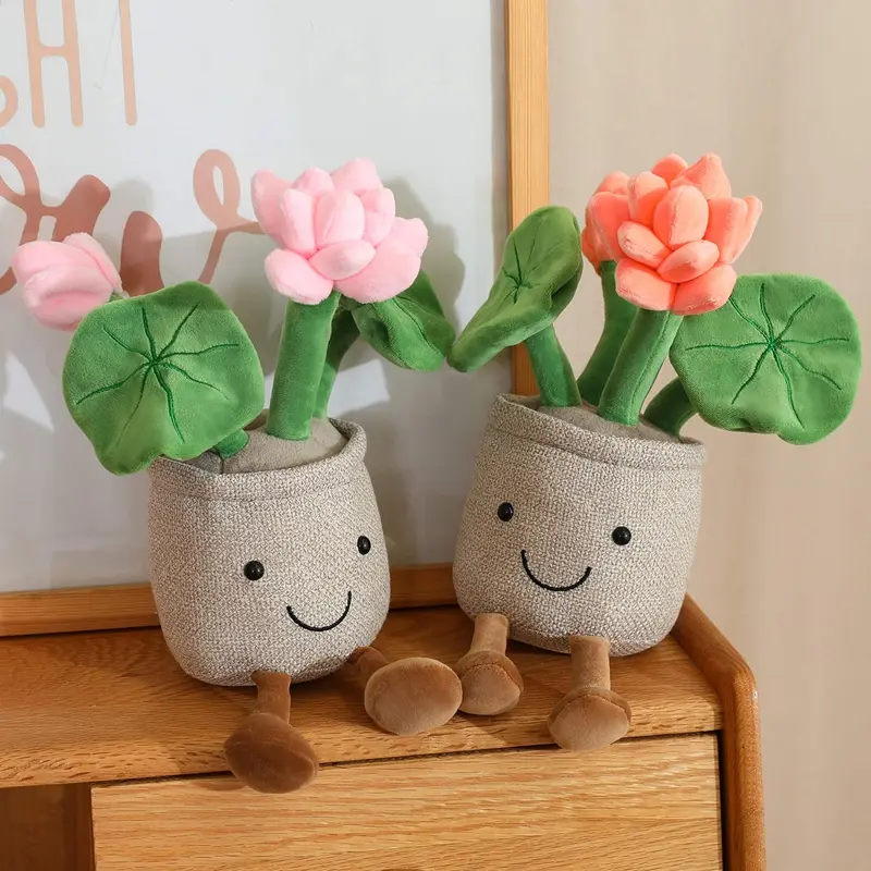 Lifelike Potted Plant Series Plush Toys Stuffed Soft Plants Bookshelf Decor Doll Creative Potted Flowers Pillow for Girls Gift