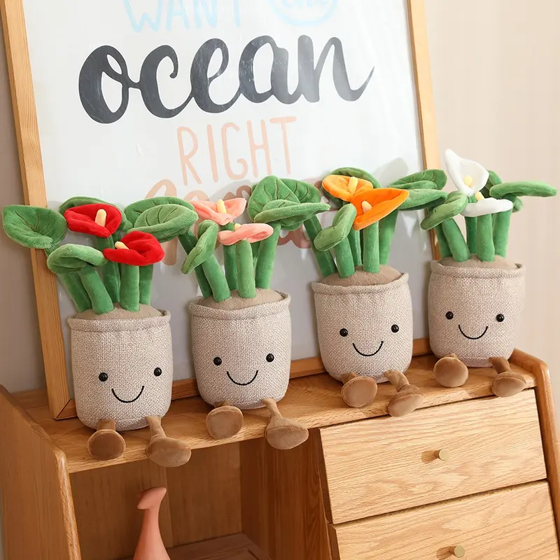Lifelike Potted Plant Series Plush Toys Stuffed Soft Plants Bookshelf Decor Doll Creative Potted Flowers Pillow for Girls Gift