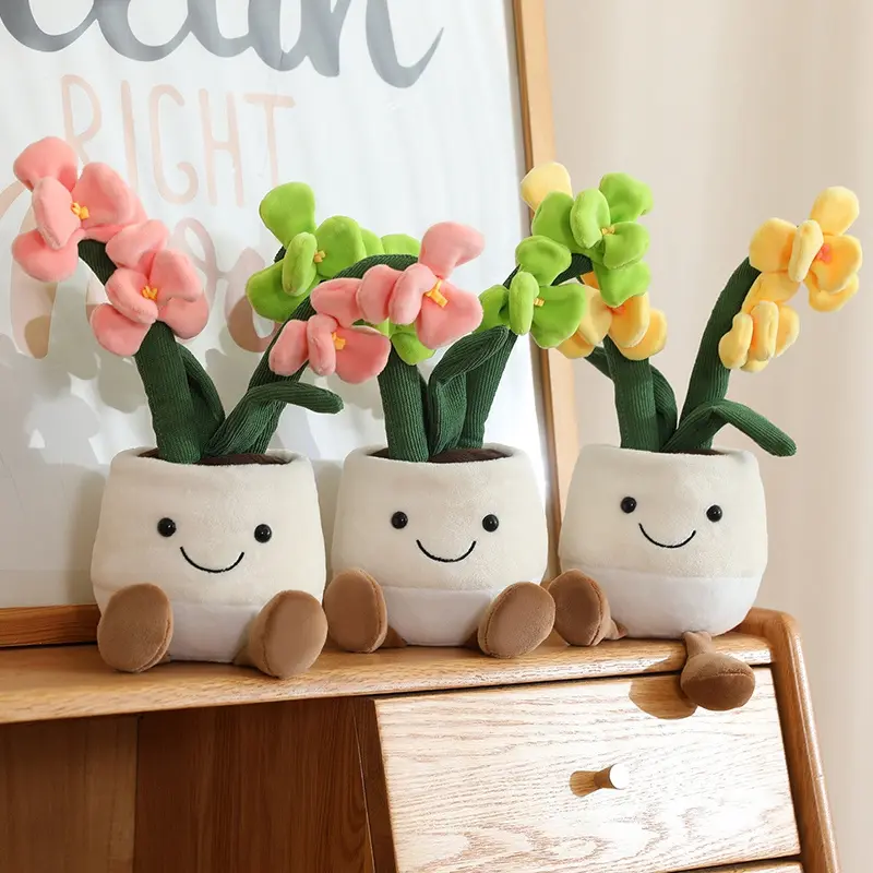 Lifelike Potted Plant Series Plush Toys Stuffed Soft Plants Bookshelf Decor Doll Creative Potted Flowers Pillow for Girls Gift