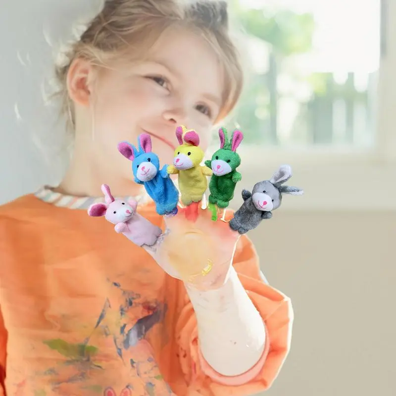 Finger Puppets Plush Bunny Interactive Toys Set Of 5 Plush Cute Animal Puppets Doll For Children Shows Playtime Schools Birthday