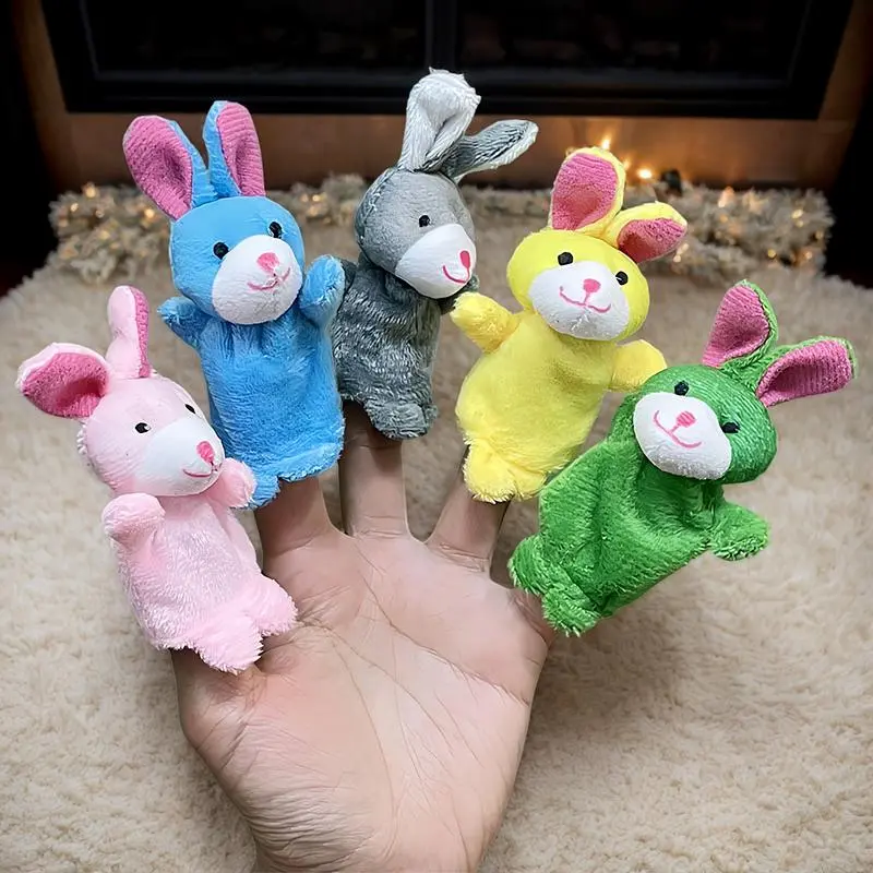 Finger Puppets Plush Bunny Interactive Toys Set Of 5 Plush Cute Animal Puppets Doll For Children Shows Playtime Schools Birthday