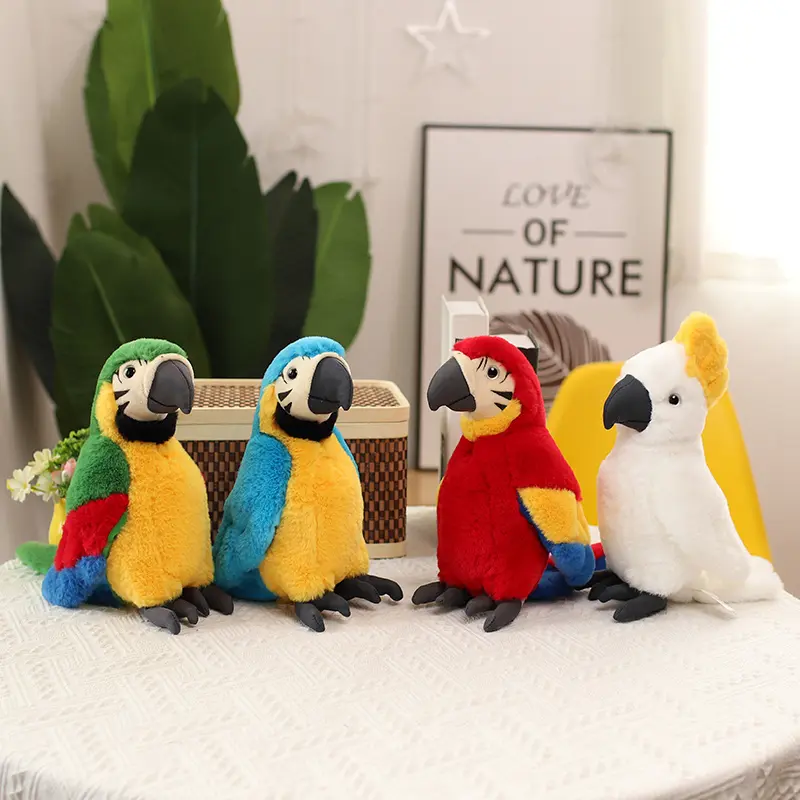 1pc 25CM Lifelike Parrot  Plush Toys Soft Cute Wild Animals Stuffed Doll Soft Bird Toys Children Kids Gift Home Decor