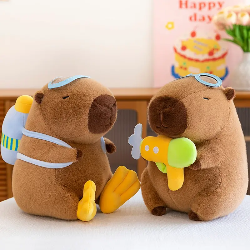 Capybara Diver 30Cm Plush Toy Doll Capibala Creative Tide Play Water Gun Doll Sofa Pillow Ornaments Children Surprise Gift