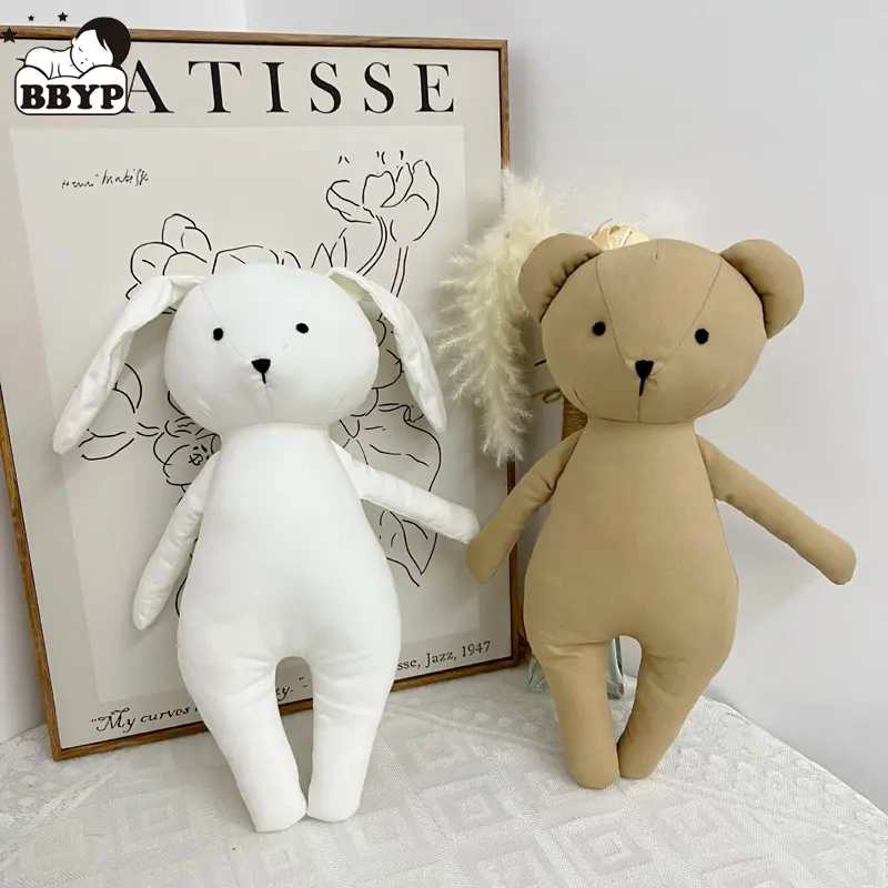 Nordic Style Lovely Stuffed Animal Toy kawaii Bear Bunny Baby Girls Plush Doll Kids Newborns Sleeping Accompany Doll Room Decor