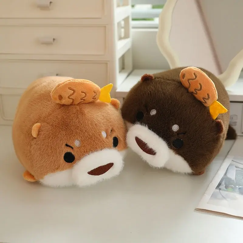 Fluffy Cartoon Otter Plush Toys Baby Kids Cute Lovely Bank Beaver Soft Stuffed Dolls For Christmas Holiday Birthday Gift