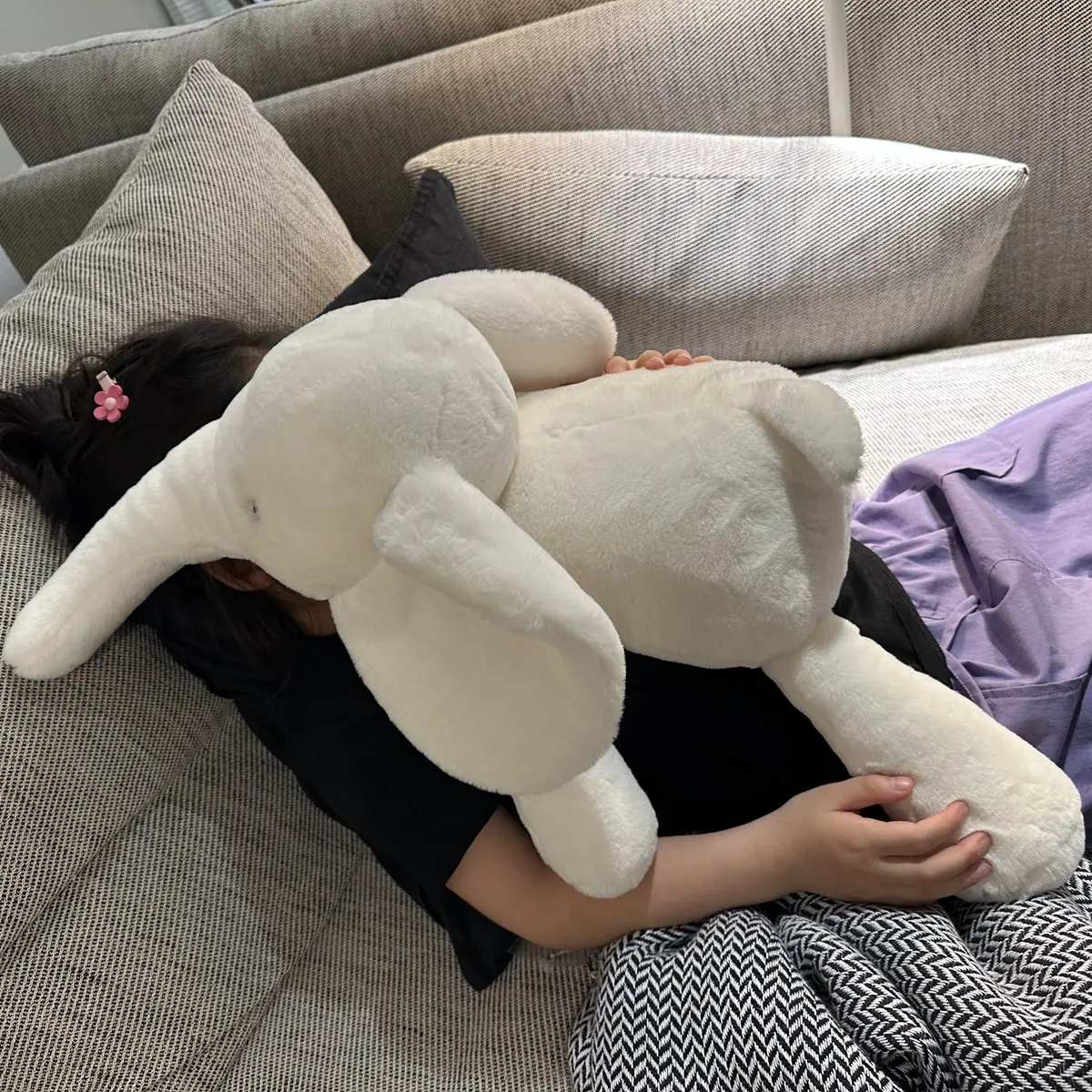 Fluffy Cute Nordic Style Plush Elephant Toy Lovely Lying Elephant Appease Toy Stuffed Soft for Girls Xmas Gift