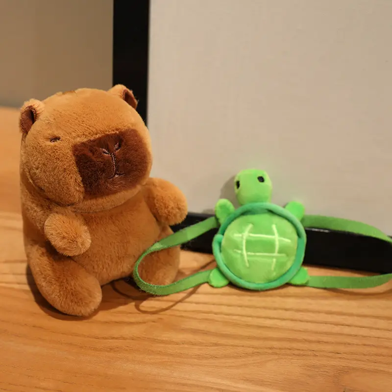 Headgear Capybara Plush Pendant Toy Kawaii Cartoon Kapibala Bag Accessory Cute Animal Stuffed Doll Keychain Kid Birthday Gift