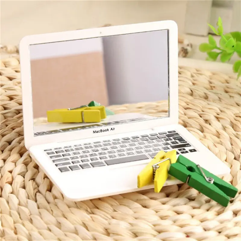 1PC Doll House Mini Computer Mini Computer Mirror Girl Mini Pocket Laptop Shape Makeup Clear Mirror Baby Mirrors Toy