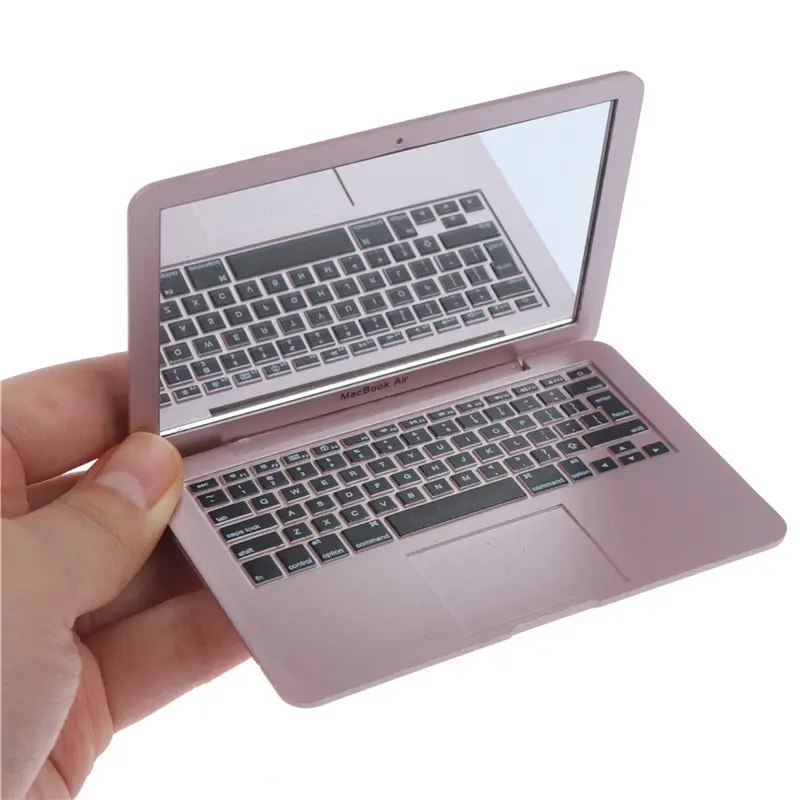 1PC Doll House Mini Computer Mini Computer Mirror Girl Mini Pocket Laptop Shape Makeup Clear Mirror Baby Mirrors Toy