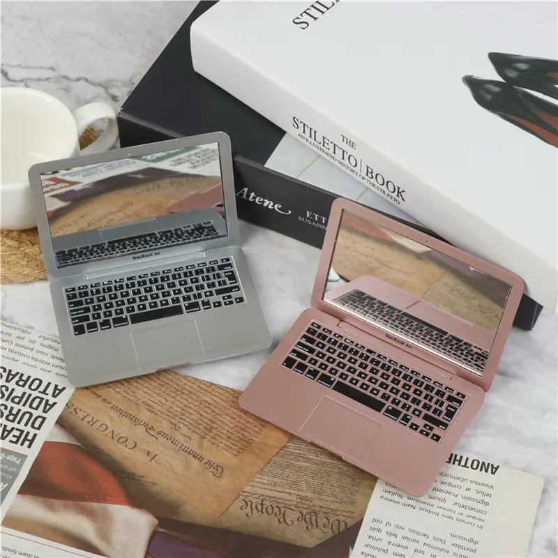1PC Doll House Mini Computer Mini Computer Mirror Girl Mini Pocket Laptop Shape Makeup Clear Mirror Baby Mirrors Toy