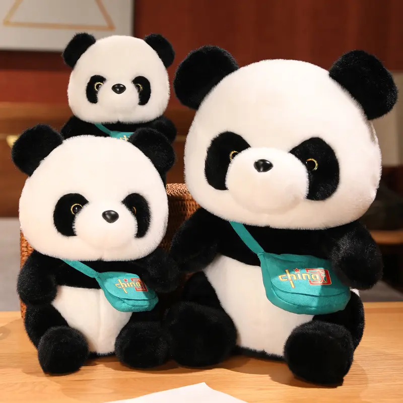 Cute Baby Panda With Bag Plush Toys Lovely Soft Stuffed Cartoon Animals Dolls For Birthday Christmas Gift